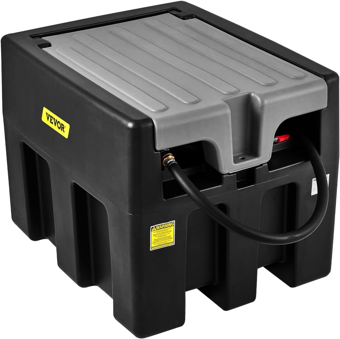 VEVOR Portable Diesel Tank, 58 Gallon Capacity & 10 GPM Flow Rate, Portable Fuel Tank with 12V Electric Transfer Pump and 13.1ft Rubber Hose, PE Diesel Transfer Tank for Easy Fuel Transportation Black