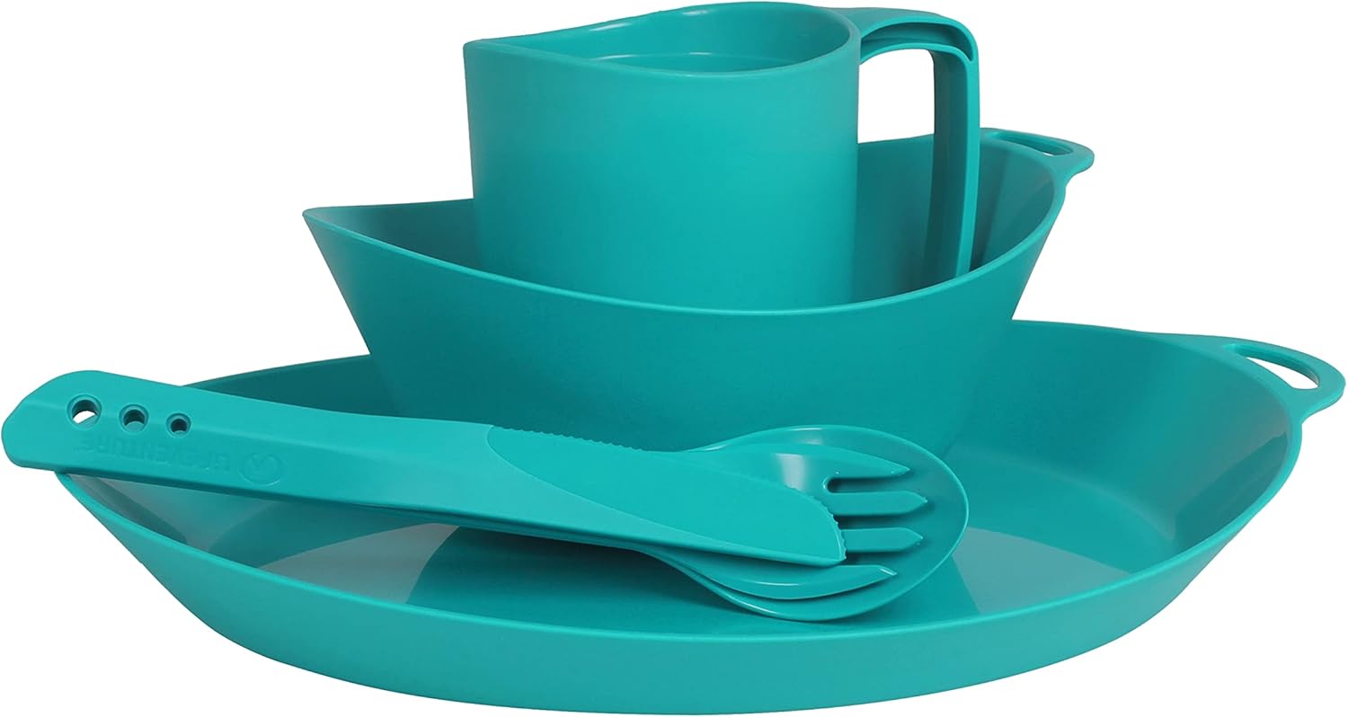 Lifeventure Ellipse Reusable 4-Piece Tableware Set: Knife/Fork/Spoon, Plate, Bowl, Mug For Camping, Travel & Outdoor