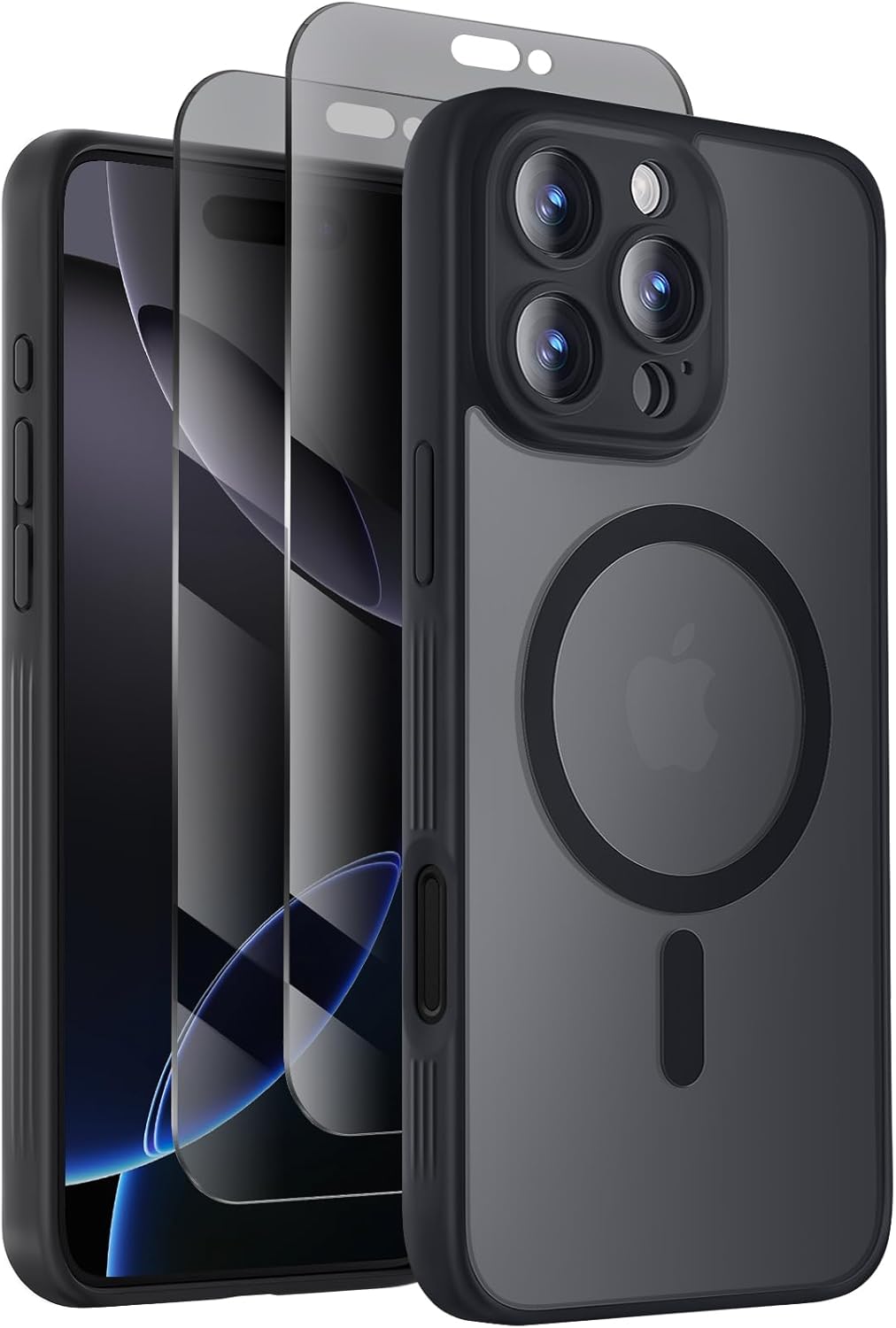 Designed for iPhone 16 Pro Max Case, Compatible with MagSafe, with Privacy Screen Protectors X2, [Camera Protection] [15FT Military Drop Protection] Shockproof Phone Case, 2024, Black