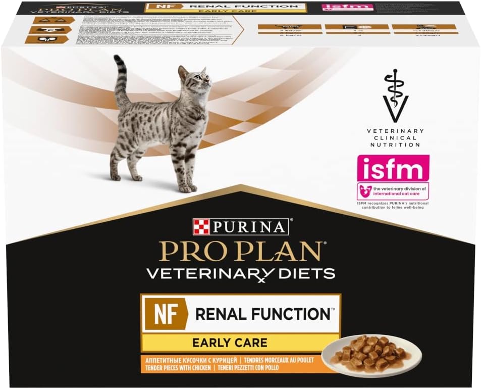 PURINA PRO PLAN VETERINARY DIETS Adult NF Renal Function Early Care Wet Cat Food with Tender Pieces with Chicken | 10 x 85g Pouches