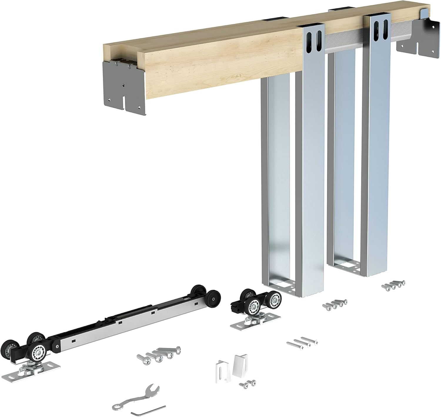 DIYHD 36X80in Pocket Door Frame Kit with Two-Way Soft Close Mechanism for 2X4 Stud Wall,Fit Width 24in~36in Door Panel