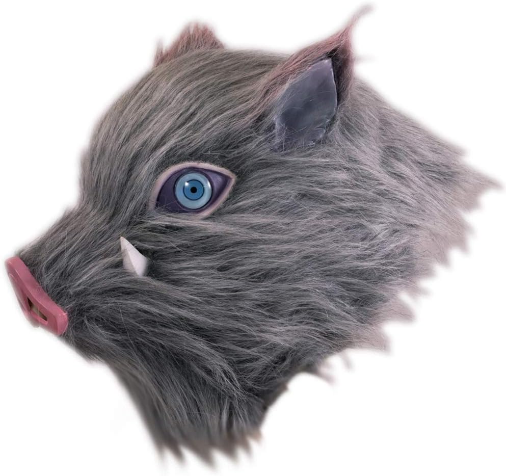 Inosuke Mask, Demon Boar Mask Full Head, Grey