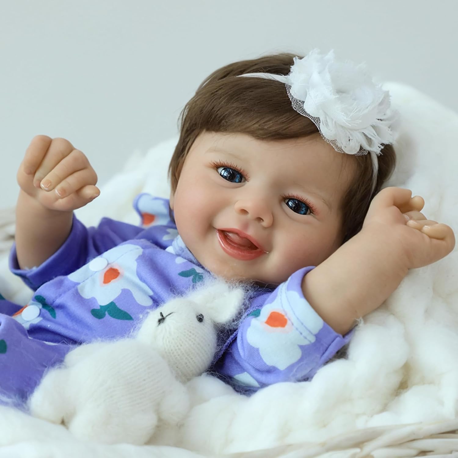 SCOM Realistic Reborn Baby Dolls, 20 Inch Real Baby Feeling Realistic-Newborn Dolls Adorable Smiling Real Life Baby Dolls with Gift Box for Kids Age 3
