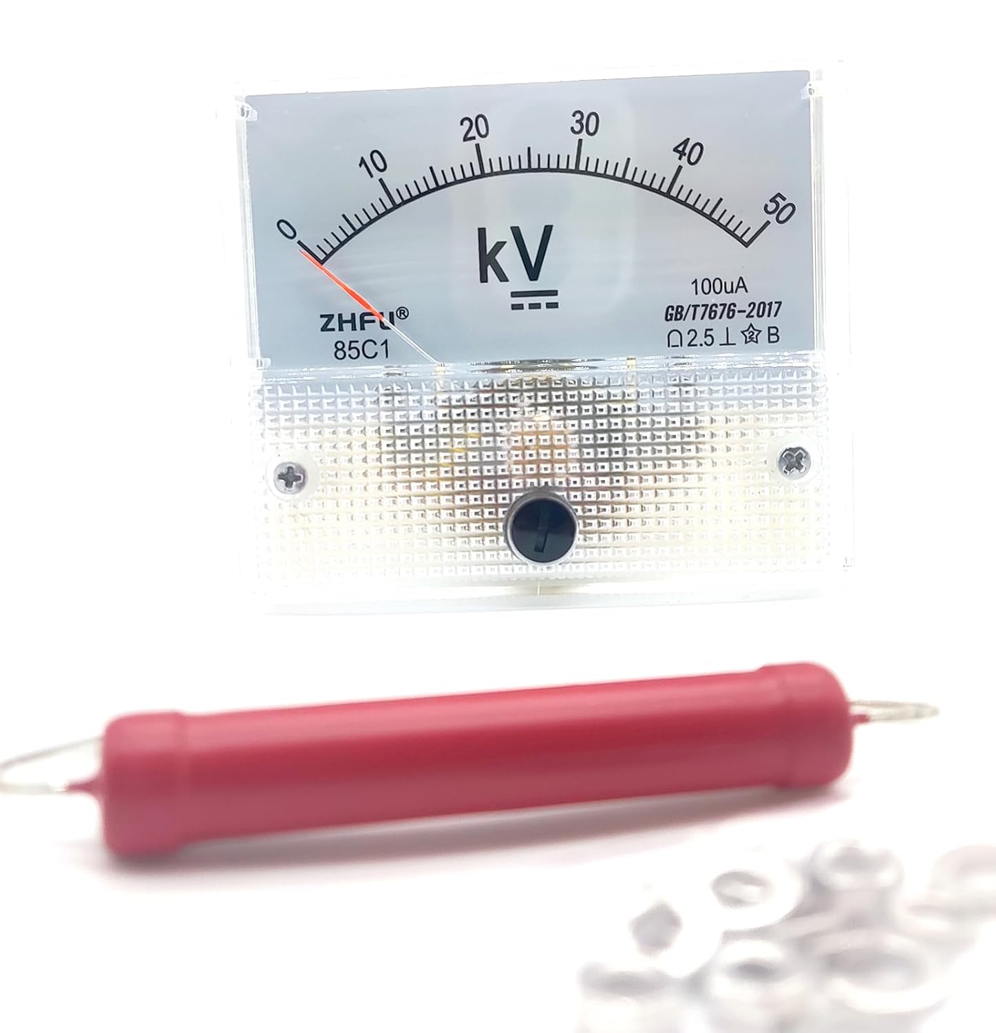 50KV 100KV Pointer Type High Voltage DC Voltmeter Plate + 5W Resistor (50KV)