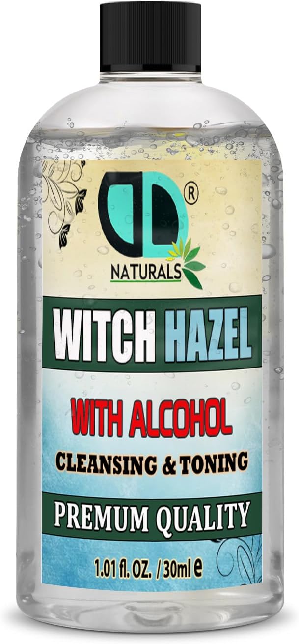 DD Witch Hazel with Alcohol, Hydrating & Cleansing Toner & Astringent for Men & for Women Oily Dry Combination Sensitive Skin (30ml Cap)