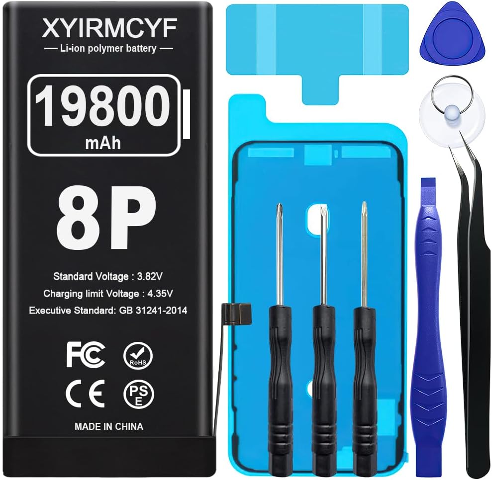 19800mAh Super Capacity Battery Compatible with iPhone 8 Plus, 0 Cycle Li-Polymer Replacement Battery for iPhone 8 Plus, with Professional Repair Tool Kit