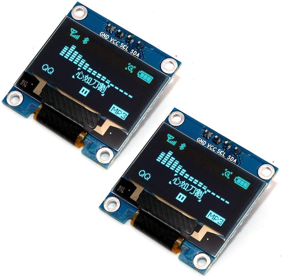 DollaTek 2Pcs 0.96" I2C IIC SPI Serial 128x64 OLED Display Module Board with Pin Headers for Arduino - Blue font