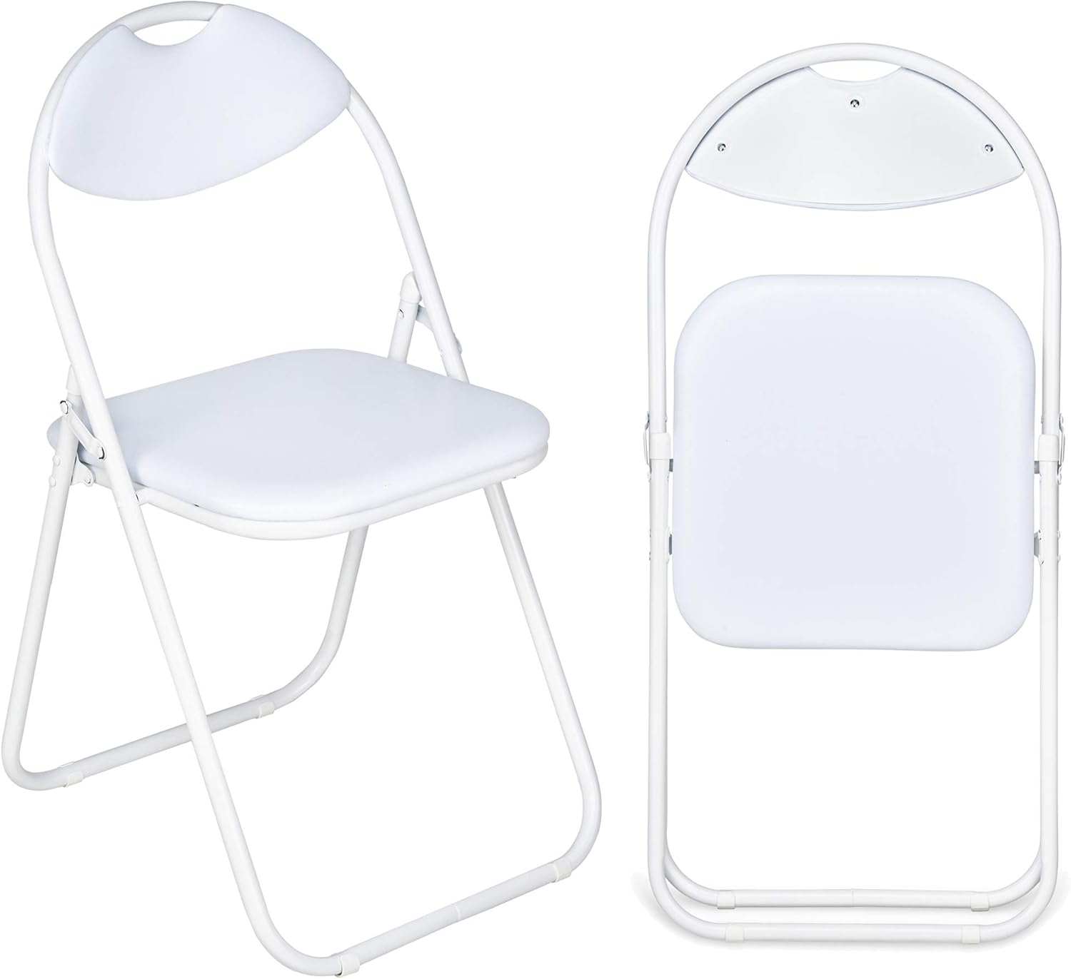 Nyxi Folding Chair Padded Paris Faux Leather Chair Home Office Dining (1 X Chair, White)