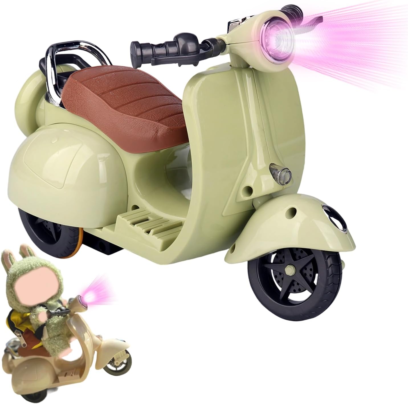 Scooter for La bubu Accessories, Cute Light-Up and Musical Seat with 360° Rotation, Fits 17cm Labubu Dolls – Perfect for Labubu Collectors , Batteries Not Included (Green)