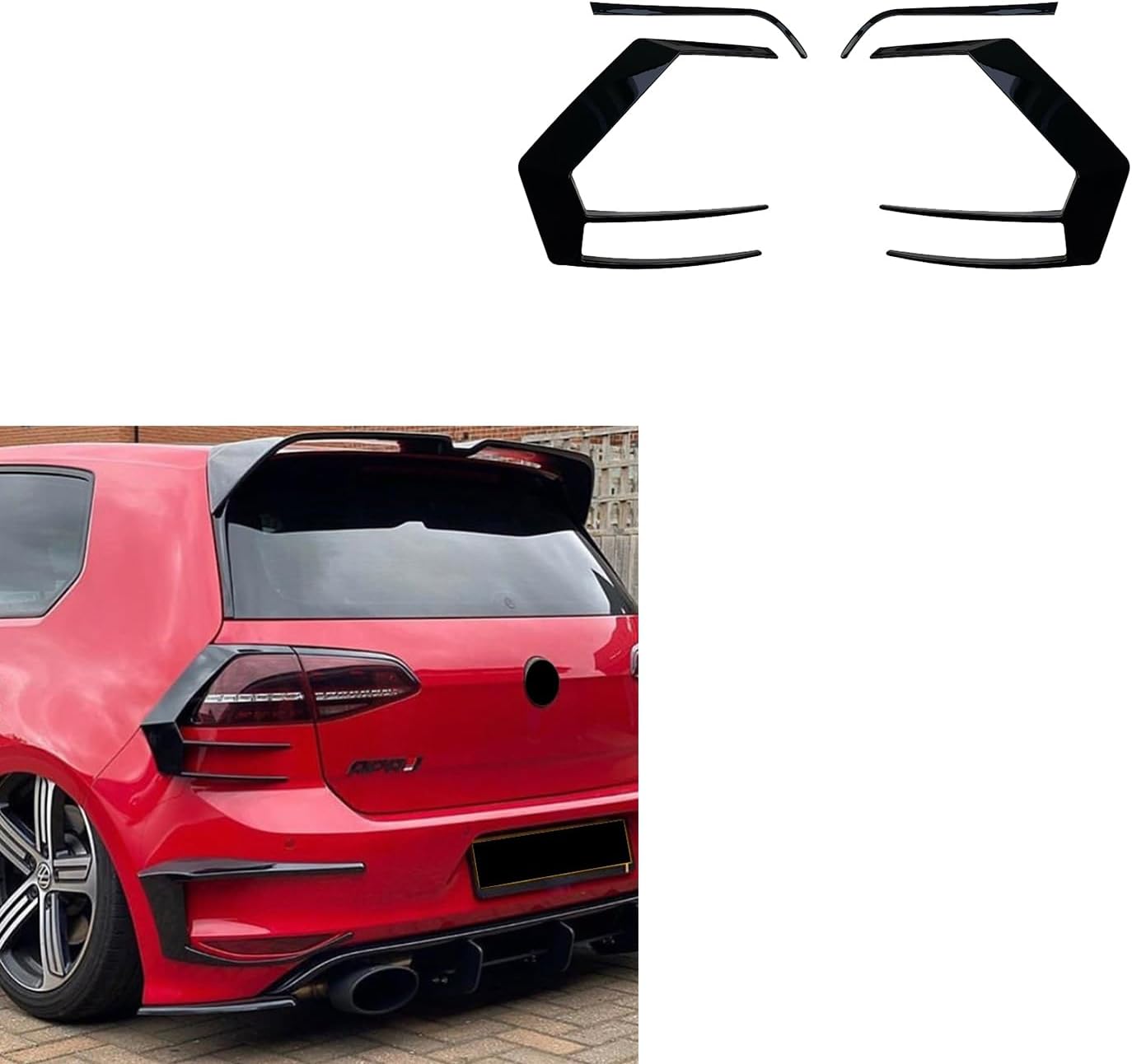 Compatible with VW Golf 7 MK7 GTI R GTD 2012-2015 R400, Rear Bumper Spoiler Side Canard Air Vent Cover Inserts Accessories,Up, normal