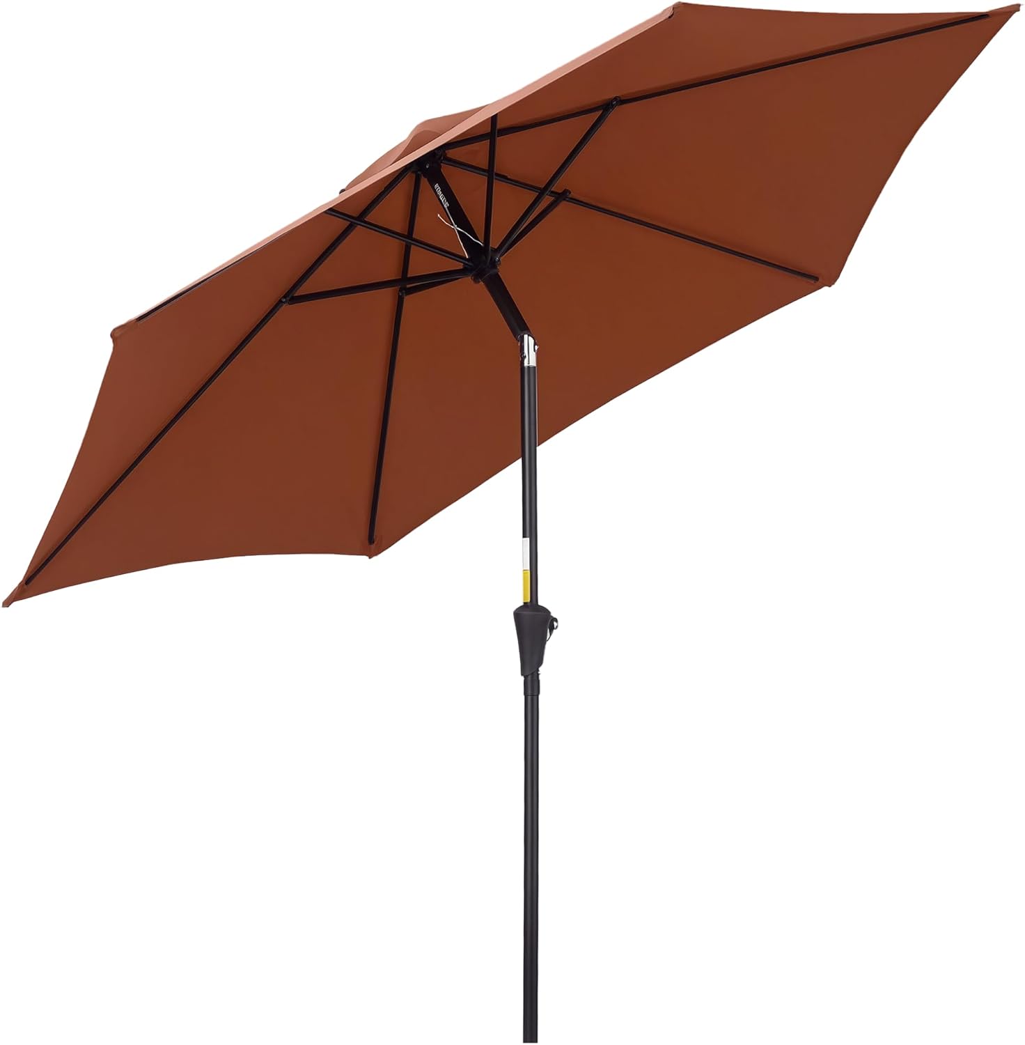 Outsunny 2.6M Garden Parasol Umbrella with Tilt and Crank, Outdoor Sun Parasol Sunshade Shelter with Aluminium Frame