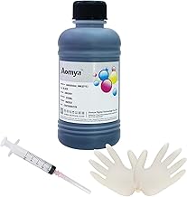 Aomya Ink Refill Kit 250ml Black Universal Dye Bulk Ink for Canon HP Epsn Brother Inkjet Printers Refillable Cartridge CISS CIS System (9 oz) with Syringe&Glove…