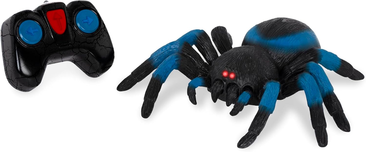 Terra by Battat – Remote Control Tarantula for Kids with LED Eyes – Realistic Spider Toy with Moving Legs, Fast Speed & 360° Spin – Blue RC Animal for Boys & Girls 6+ Years
