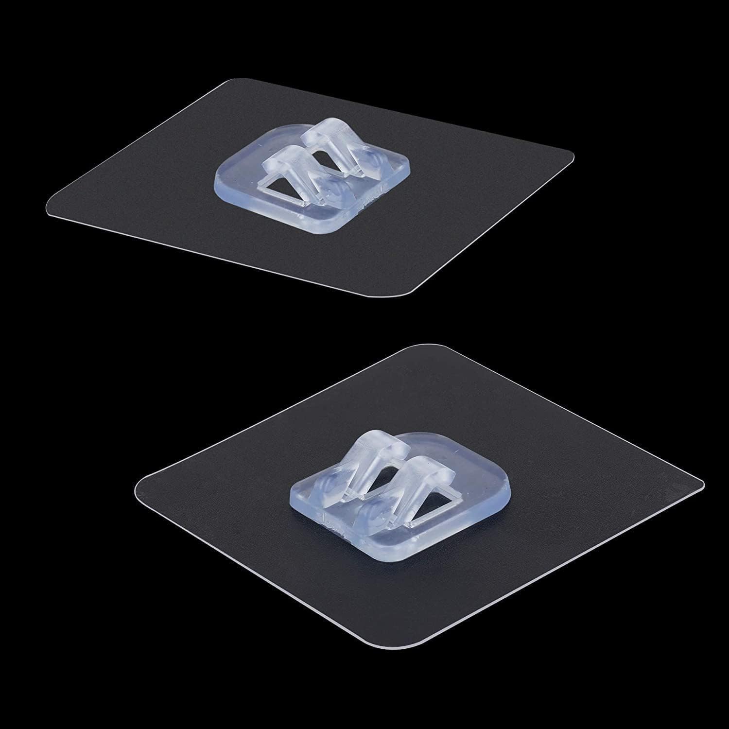 Bathroom Shelf Adhesive Hooks Sticker Strong Hooks for Shower Caddy Basket Double Claw Wall Hooks Sticker for Kitchen Bathroom (7 x 7 cm) Pack of 8Pcs (8, Transparent)