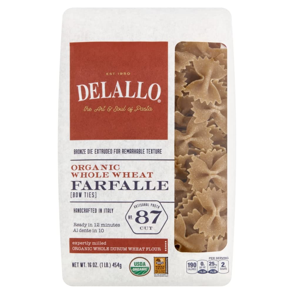 DeLallo Organic Whole Wheat Farfalle No.87 - 16 oz