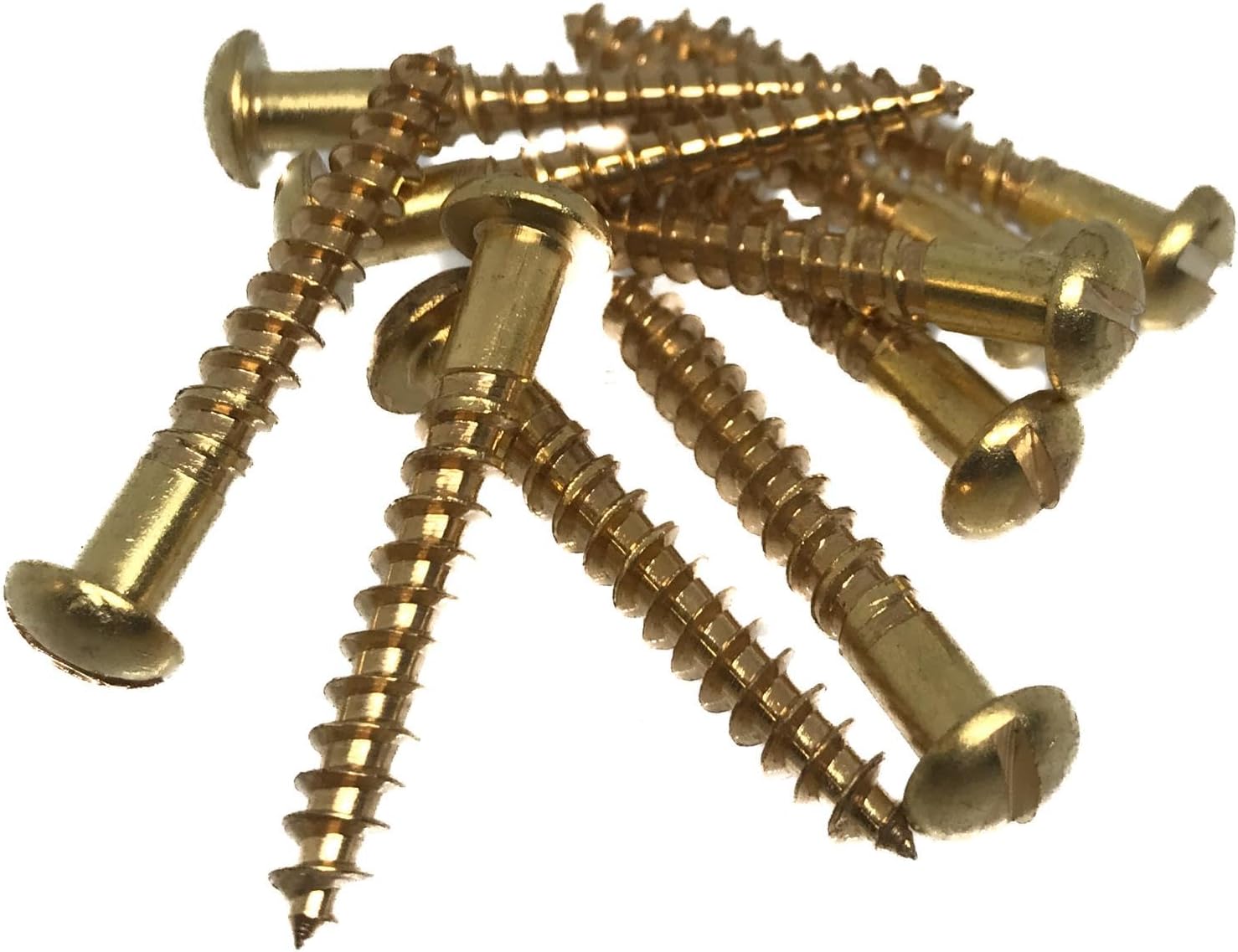 Brass Roundhead Slotted Wood Screws - 4.0mm x 32mm - 8 x 1 1/4" (Pack of10)