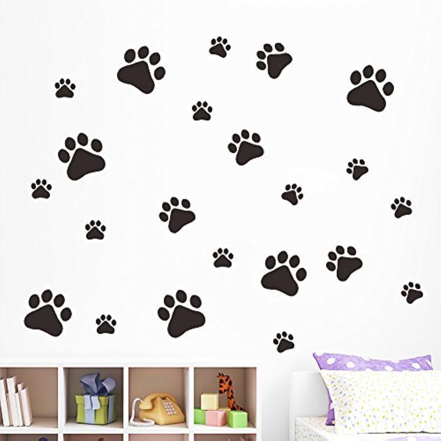 MLM Dog Paw Prints-Dog Pup Removable Vinyl Wall Sticker Decoration Dcor For Children Nursery Room Home Dcor Art Mural DIY by MLM