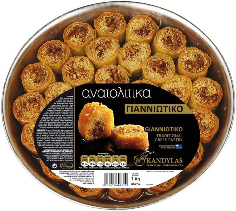 Gianniotiko (Type of Baklava & Kataifi ) with Nuts and Syrup, Traditional Greek Handmade Pastry, Net Weight 1kg