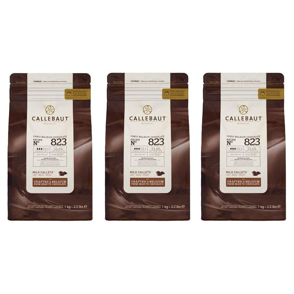 Callebaut Finest Belgian Chocolate Melting Callets Bundle 823 Milk 33.6% 3 x 1Kg