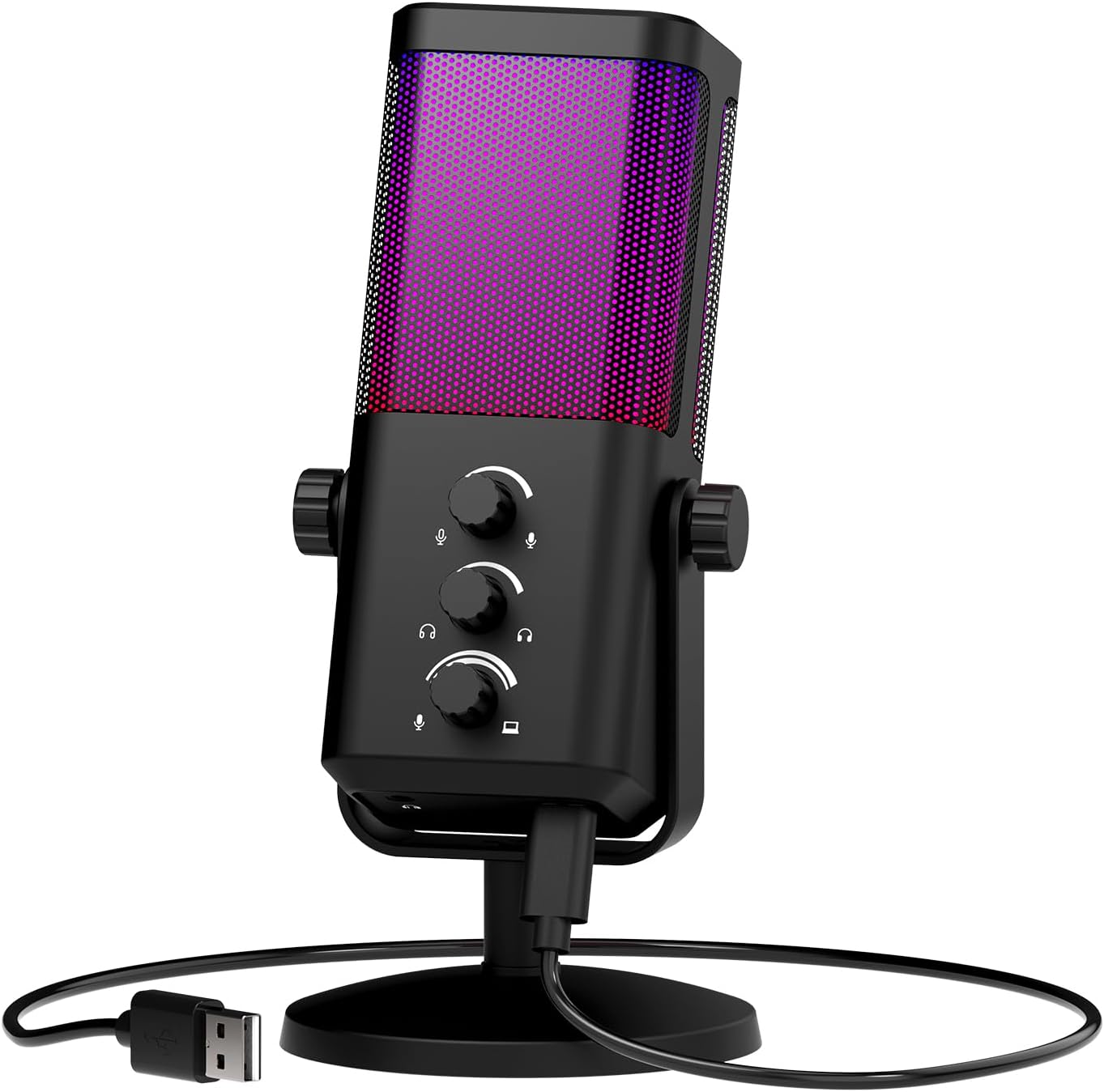 XTUGA M7 Dynamic Microphone for Gaming Streaming with RGB Light,Computer Condenser Mic Noise Reduction Real-Time Monitoring for Podcast,Studio,PC,PS5,Mac,YouTube