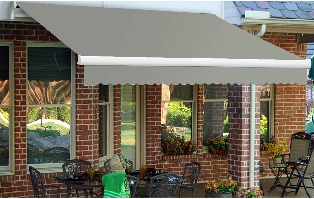 The Fellie Garden Awnings L3.5xW3m Manual Patio Awning Retractable Canopy Outdoor Sun Shader, Grey