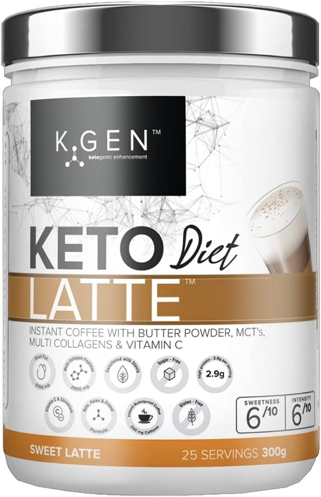 Instant Bulletproof Keto Coffee Creamer UK Made Collagen Latte | Butter Powder, Coconut MCTs & Vitamin C | for Keto, Paleo, Skin, Hair, Nails & Immune Health (Stevia Sweetened)