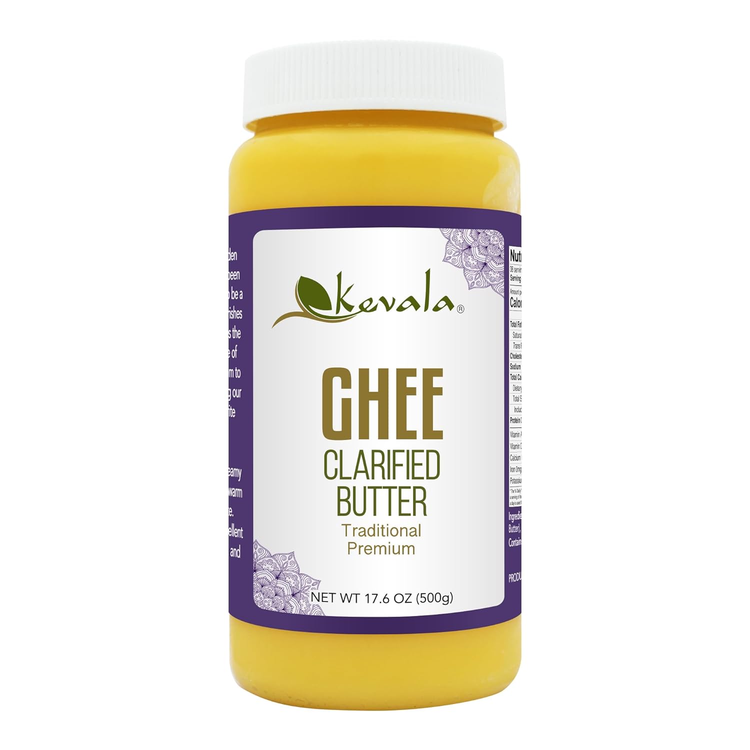 Kevala Ghee Clarified Butter - Grass Fed, Glutten Free, No Lactose Spread, Spreadable, Without Casein, Unsalted, Non-GMO, 17.6 oz