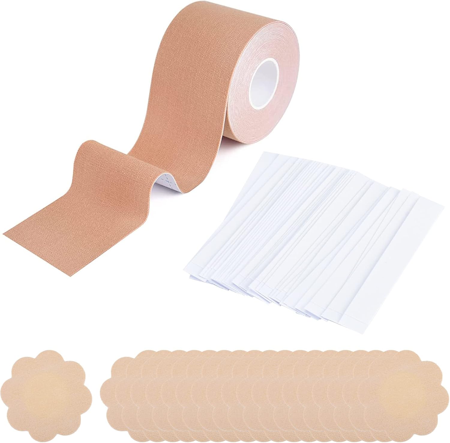 Dacitiery 1 Roll Boob Tape 10Pcs Nipple Covers 36Pcs Double Sided Body Tape,Breast Lift Tape,Invisible Breast Lifting Bra Cup DIY Push up Tape