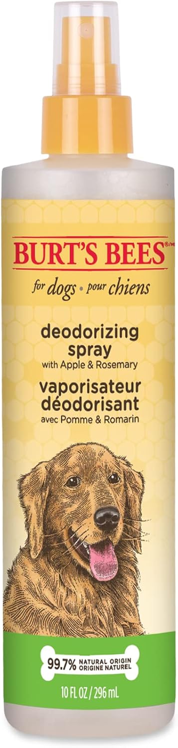 Burt's Bees for Pets Deodorizing Spray for Dogs with Apple and Rosemary, 99.7% Natural Origin Formulas, Waterless Dog Shampoo - Gentle Dry Shampoo for Dogs, Best Dog Shampoo, 10 oz