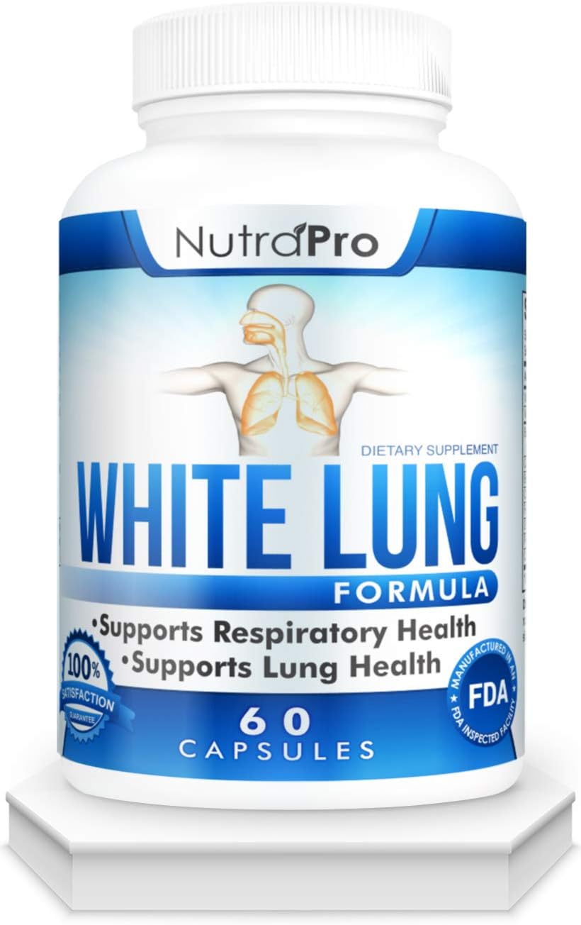 White Lung by NutraPro - Lung Cleanse And Detox.Support Lung Health. Supports Respiratory Health. 60 Capsule - Made in GMP Certified Facility.