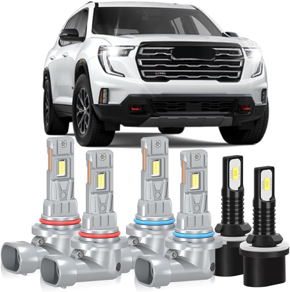 Compatible For GMC Envoy 2002 2003 2004 2005 2006 2007 2008 2009 Light Bulbs High Low Beam Fog Lights, 6000K Bright White, Plug n Play, Powersports Bulbs, 6-Pack