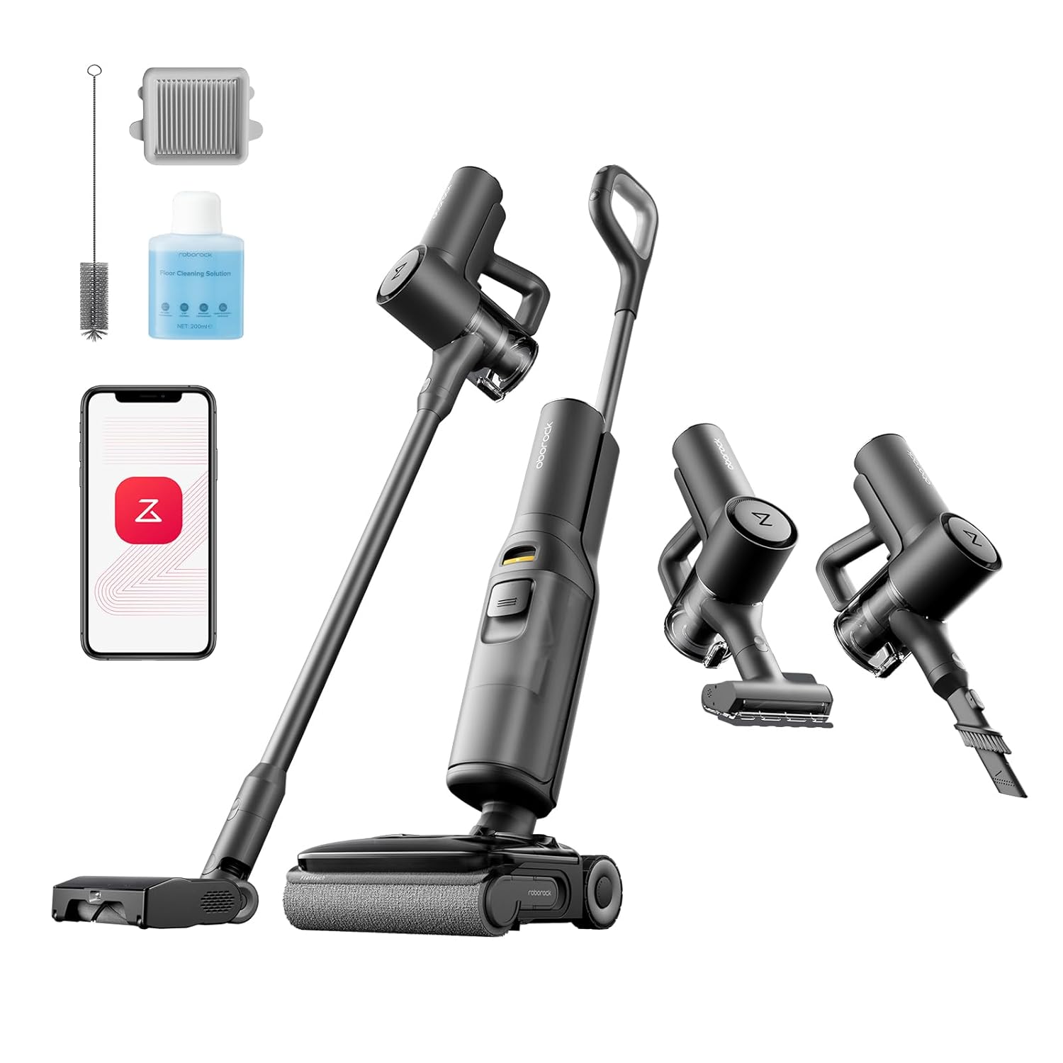 roborock F25 ACE Combo Wet Dry Vacuum Cleaner, 5-in-1 Cordless Stick Vacuum Mop, Smart Hard Floor Washer with 180° Lie-Flat, AI Assitant Wheels, Self Cleaning, 65 min Runtime, Whole House Cleaning