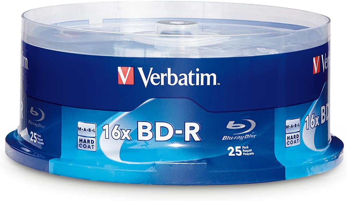 Verbatim BD-R 25GB 16X Blu-ray Recordable Media Disc - 25 Pack Spindle - 97457