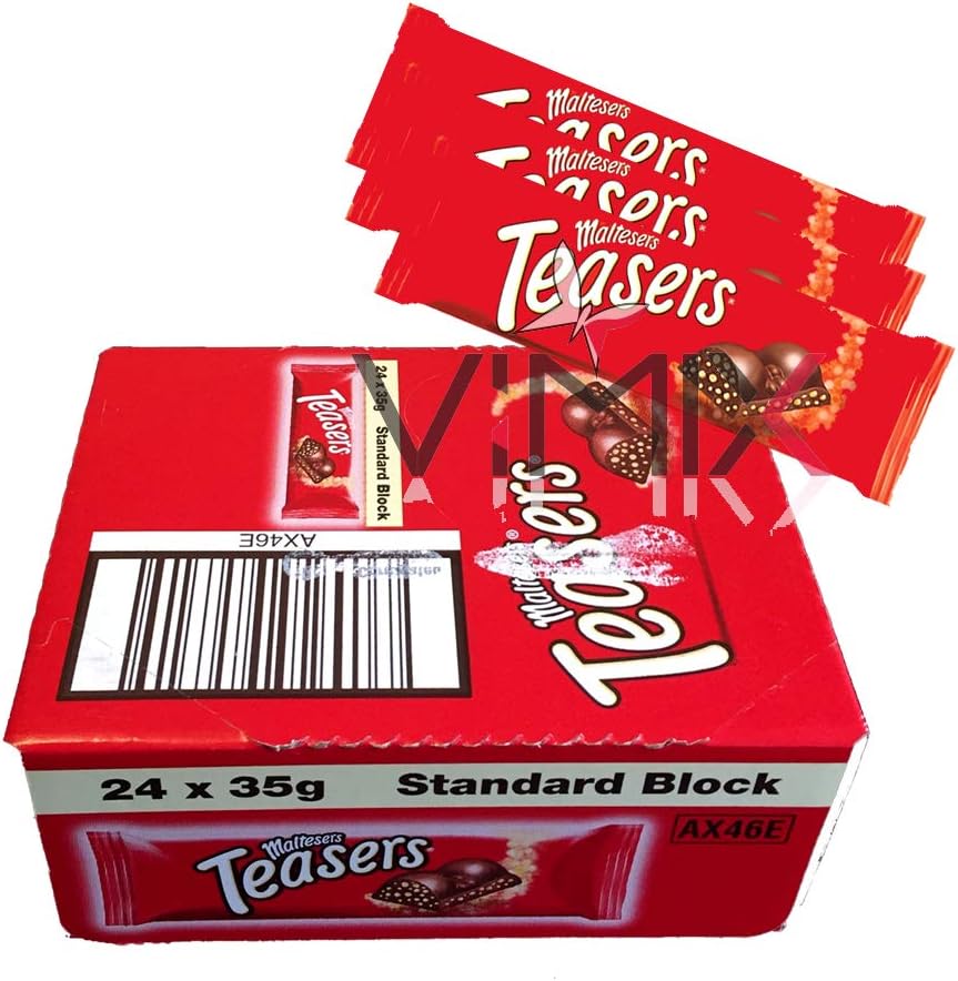 Full Box of MALTESERS TEASERS Milk Christmas Chocolate BAR 24 x 35 g Standard Block Treat