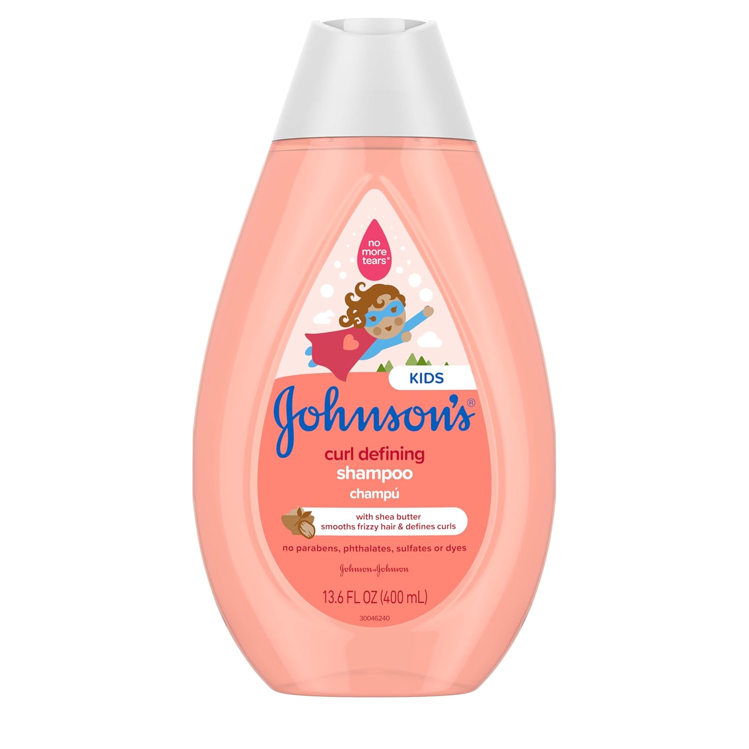 Johnson's Kids Curl-Defining, Frizz Control, Tear-Free Shampoo + Shea Butter, Paraben-, Sulfate- & Dye-Free, Hypoallergenic & Gentle for Kids Hair, 13.6 fl. oz