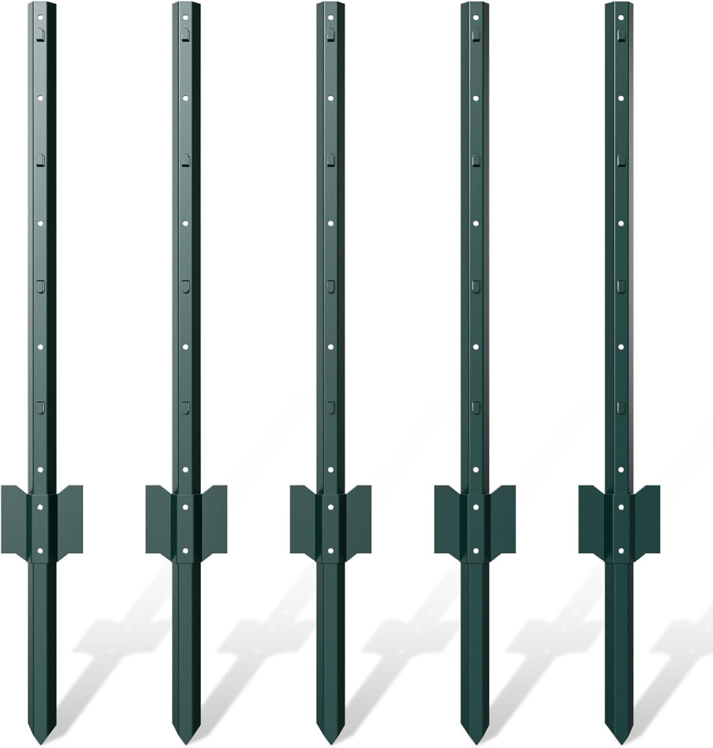 3 Feet Metal Fence Post, Pack of 5, Heavy Duty Garden Fence Posts T Post, No Dig U-Post for Garden, Yard, Patio Fencing