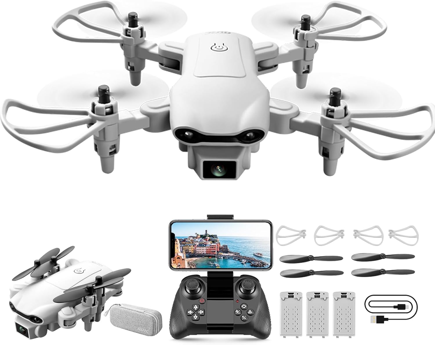 4DRC V9 Mini Drone for Kids with 720P HD FPV Camera, Foldable RC Quarcopter for Boys Girls with Altitude Hold, Headless Mode, One Key Start, Tap Fly, Speed Adjustment, 3D Flips, 2 Modular Batteries