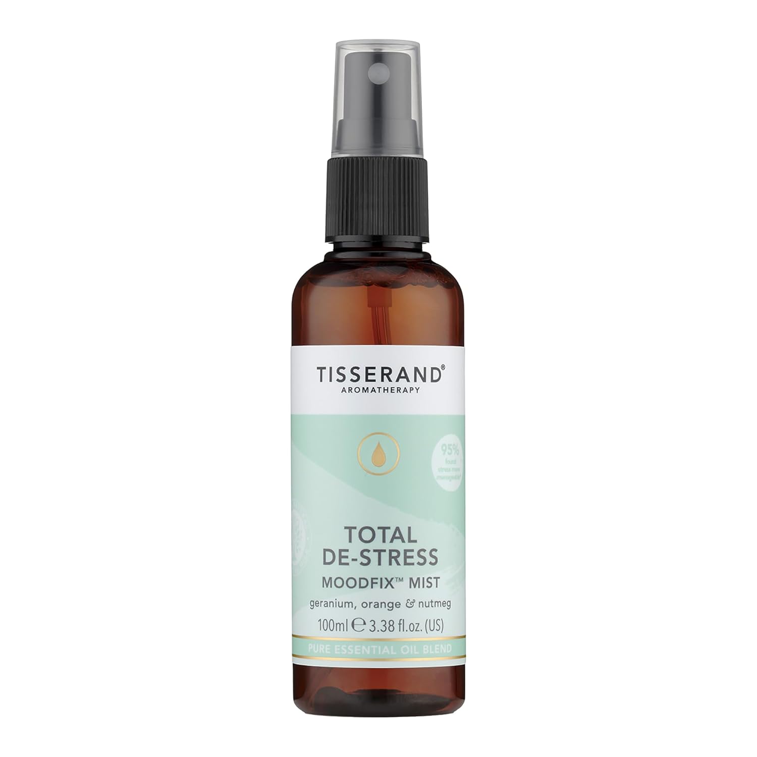 Tisserand Moodfix Mist - Room Spray with Essential Oils Blend of Sweet Orange, Geranium, and Nutmeg - Vegan-Friendly - Total De-Stress - 3.38 oz