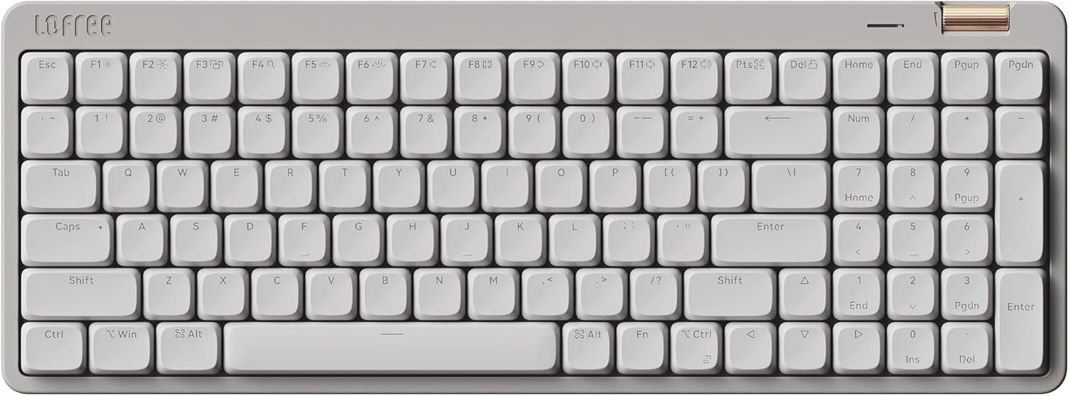 LOFREE Flow Lite100 Keys Low Profile Mechanical Keyboard, Swappable Rechargeable Wireless Keyboard with 2.4G Receiver, Bluetooth and Wired Connection for Windows,Mac/Linear Switches(Marble) US-Layout