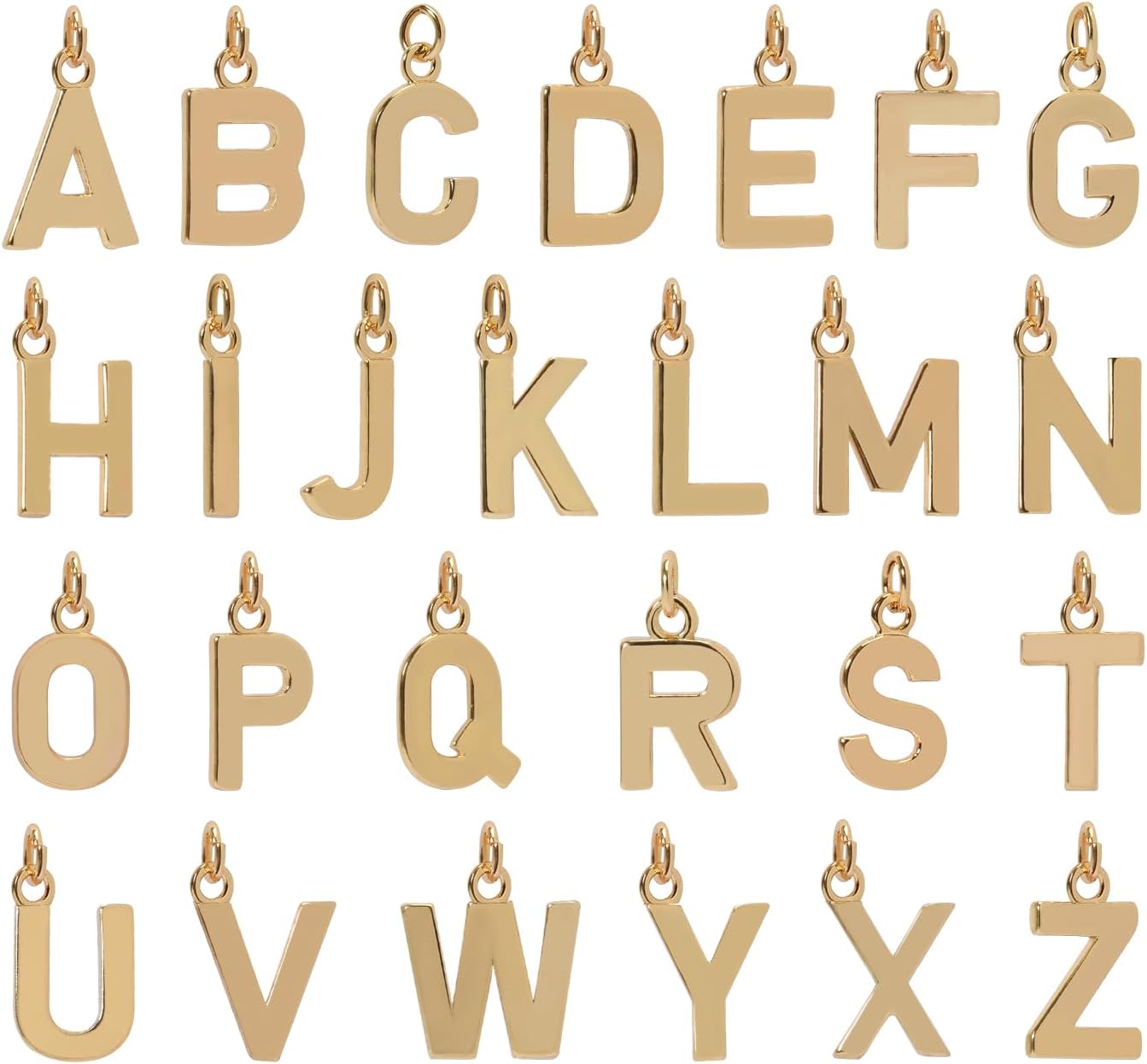 18K Gold Filled A-Z Alphabet Letters Charms,26Pcs Initial A-Z Alphabet Charms,Bracelet Necklace Earrings Charms for DIY Jewelry Making