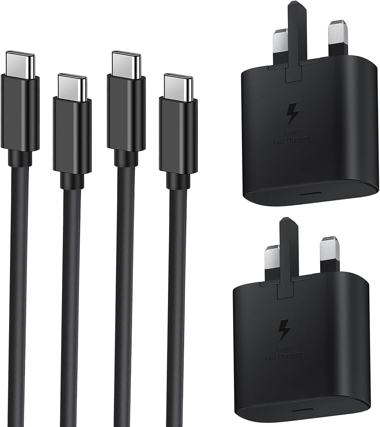 2 PACK Samsung Fast Charger Plug and Cable 1M, USB Type C Plug and USB C to C lead for Phone Samsung Galaxy S23/S23+/S22/S21/S21fe/S20/S20fe/A12/A14/A13/A33/A34/A53/A54/S10/S9