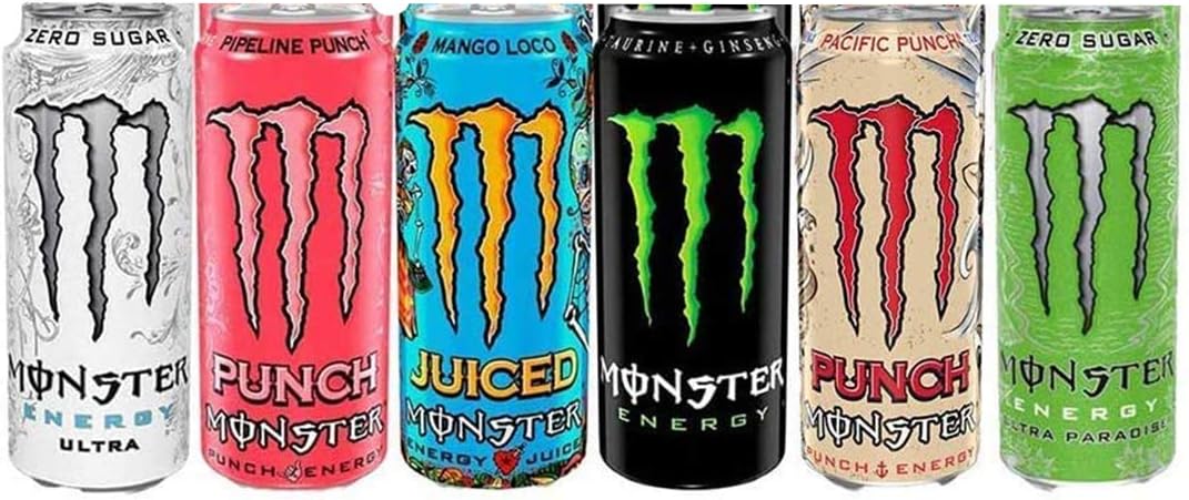 Monster Energy Mega Mixed Variety Pack x6 - Original, Ultra, Ultra Paradise, Pipeline Punch, Mango Loco, Monster Pacific Punch