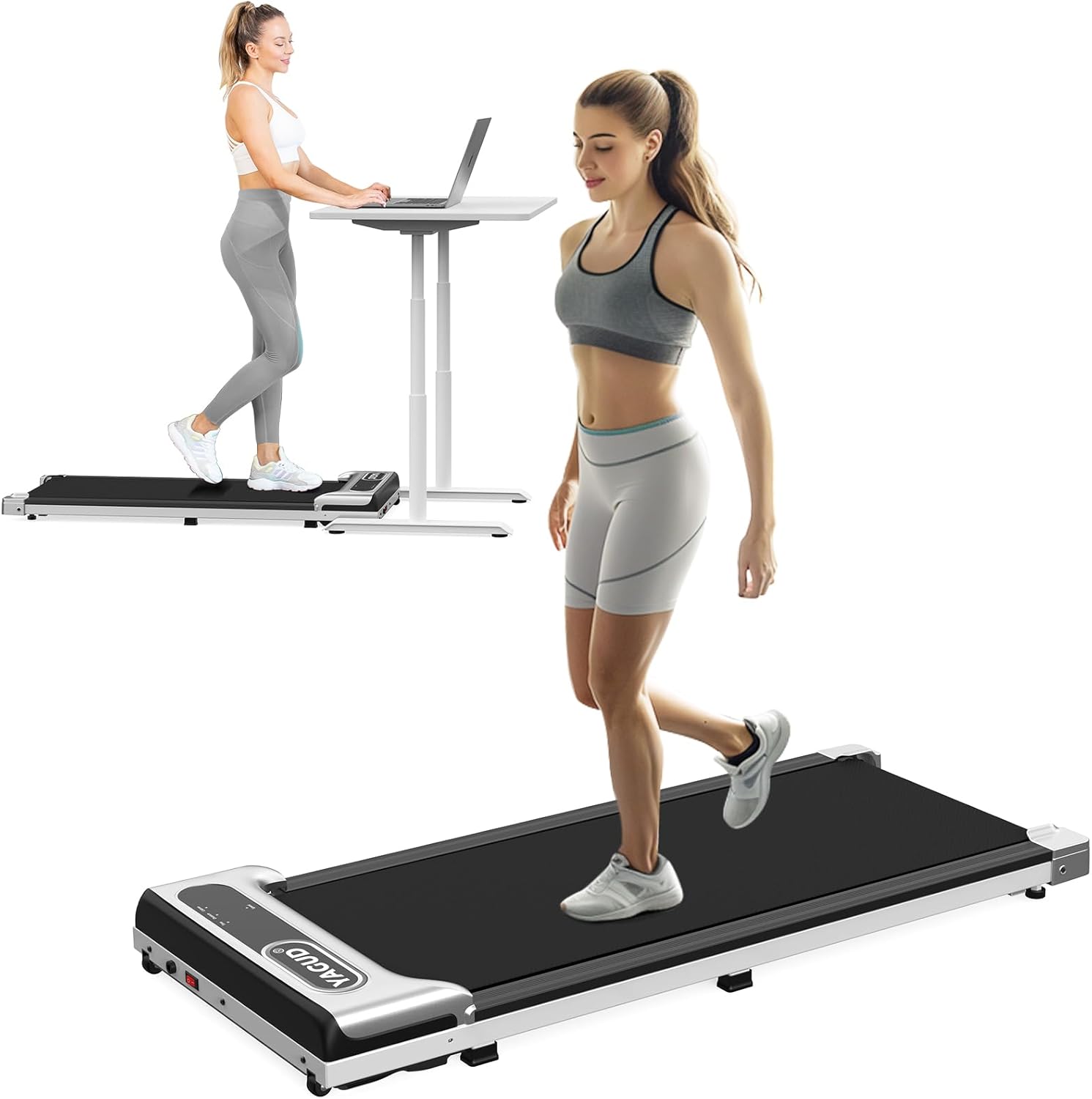 Walking Pad, Under Desk Treadmill for Home and Office, 2.5 HP Portable Walking Jogging Running Machine with Remote Control and LED Display