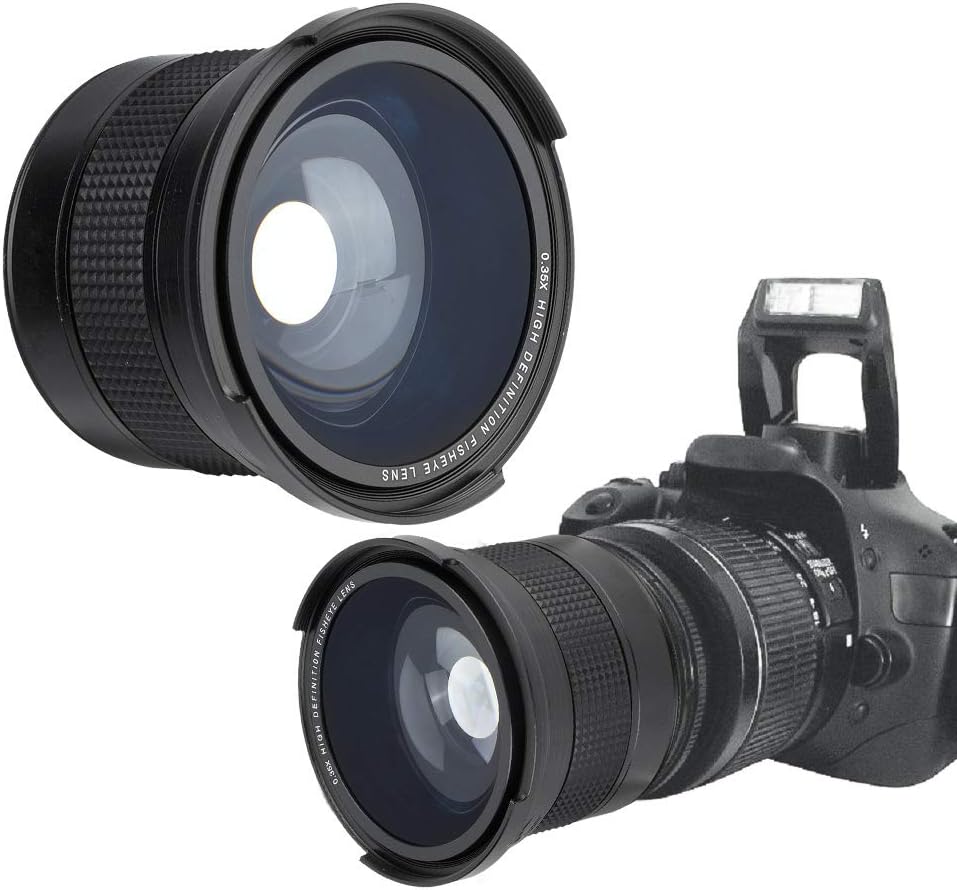 58MM 0.35X Fisheye Super Wide Angle Lens for SLR DSLR Camera Black, Fisheye Lens Compatible With 58mm Lenses, 58mm Fisheye For Most Of Slr Camera And Digital Camera.