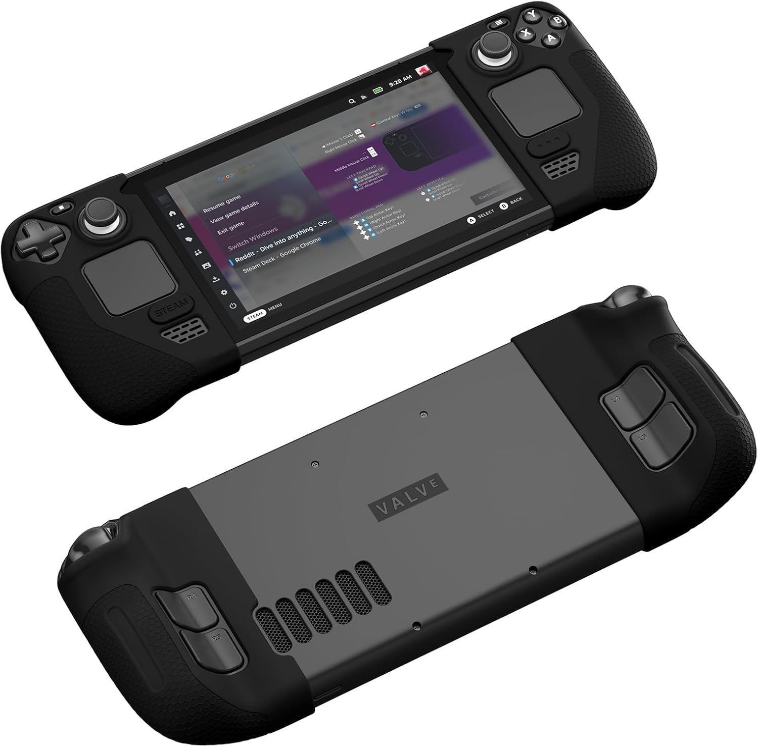 JSAUX Silicone Grip Protection Case Compatible with Steam Deck, Steam Deck GripSkin, GripArmor Silicone Sleeve Set (one Left and one Right) - GP0016 Black