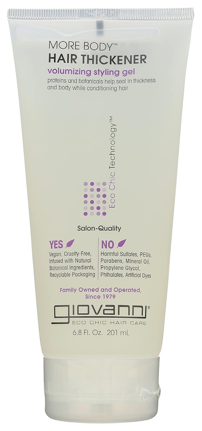 Giovanni Cosmetics More Body Hair Thickener Volumizing Styling Gel, Parabens Free, Cruelty Free, 6.8 Fluid Ounces (Pack Of 3)