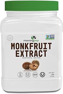 Morning Pep 100% Pure Monk Fruit extract sweetener, No Erythritol, Monkfruit Extract Powder, NON-GMO Project Verified, Keto Certified, OU kosher, No Fillers Zero Calories | Over 450 Servings | 5 oz