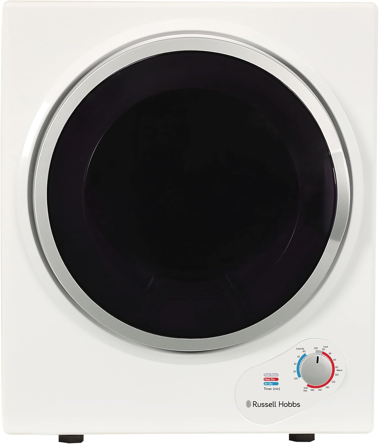 Russell Hobbs RH3VTD800 White 2.5kg Compact Mini Vented Tumble Dryer, Portable, Freestanding Table top Dryer with 3 Heat Settings small