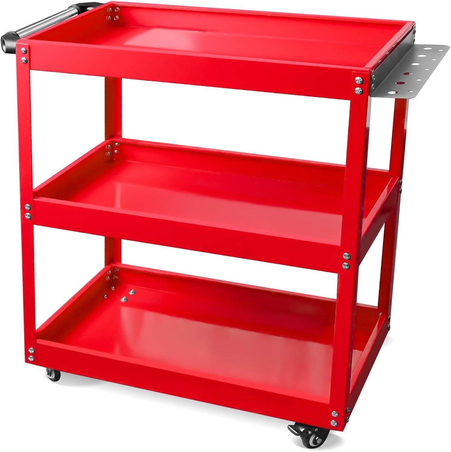 Updated Rolling Tool Cart 330LBS Metal 3 Tier Rolling Cart Carts with Wheels Heavy Duty Utility Carts, Ergonomic Handle Rolling Mechanic Tool Cart Storage Organizer for Warehouse Garage