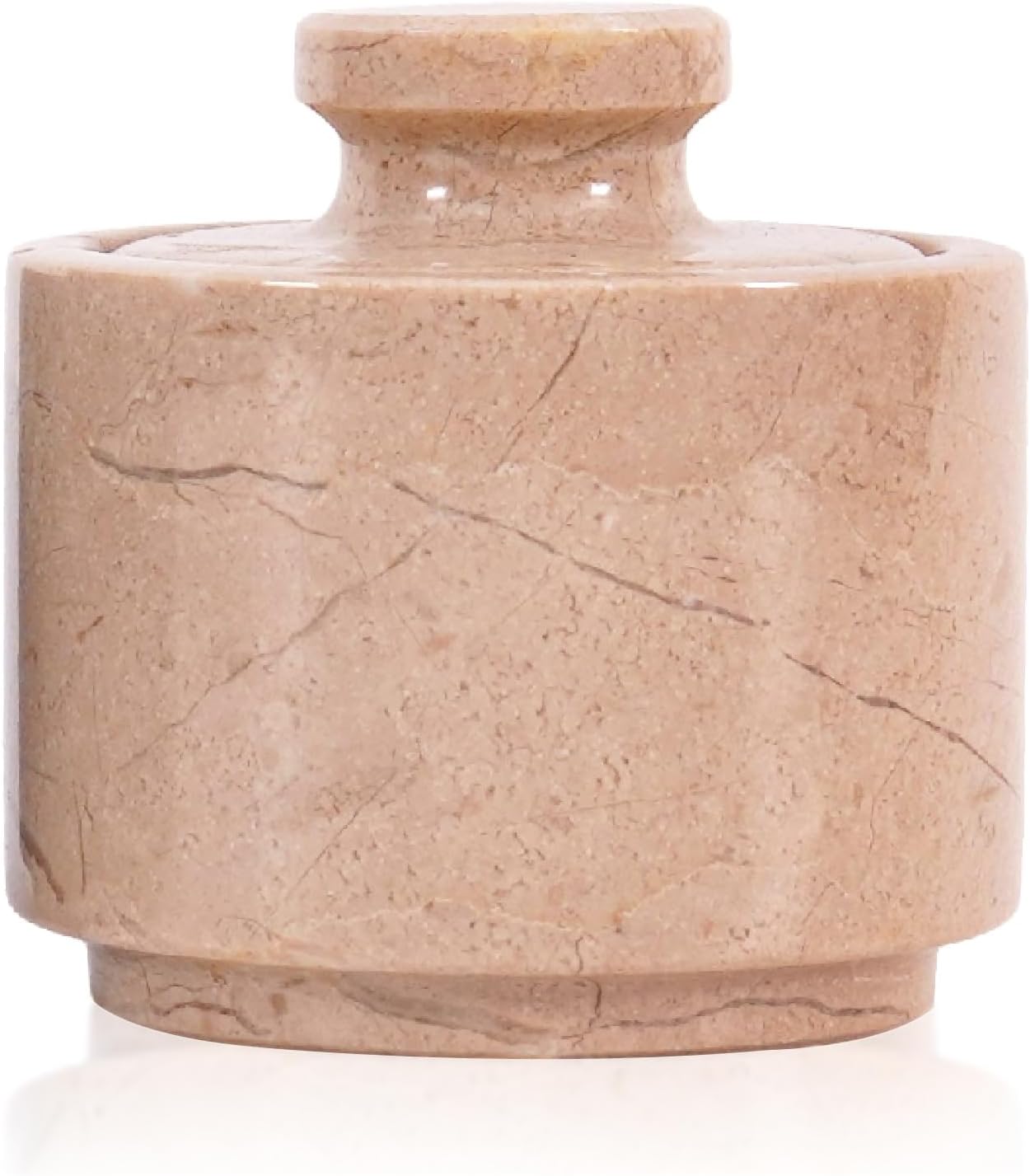 MARBLOUS KRAFTS Marble Salt Cellar with Lid 3" Verona Sugar Bowl, and Seasoning Container, Perfect Flaky Salt Box, Kitchen Countertop Storage, Spice Jars